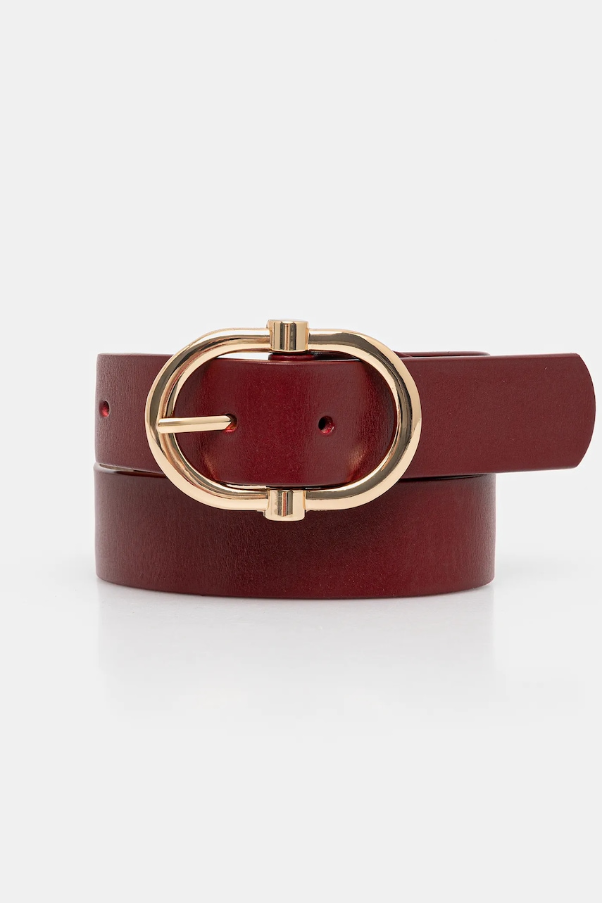 Answear Lab curea de piele culoarea bordo