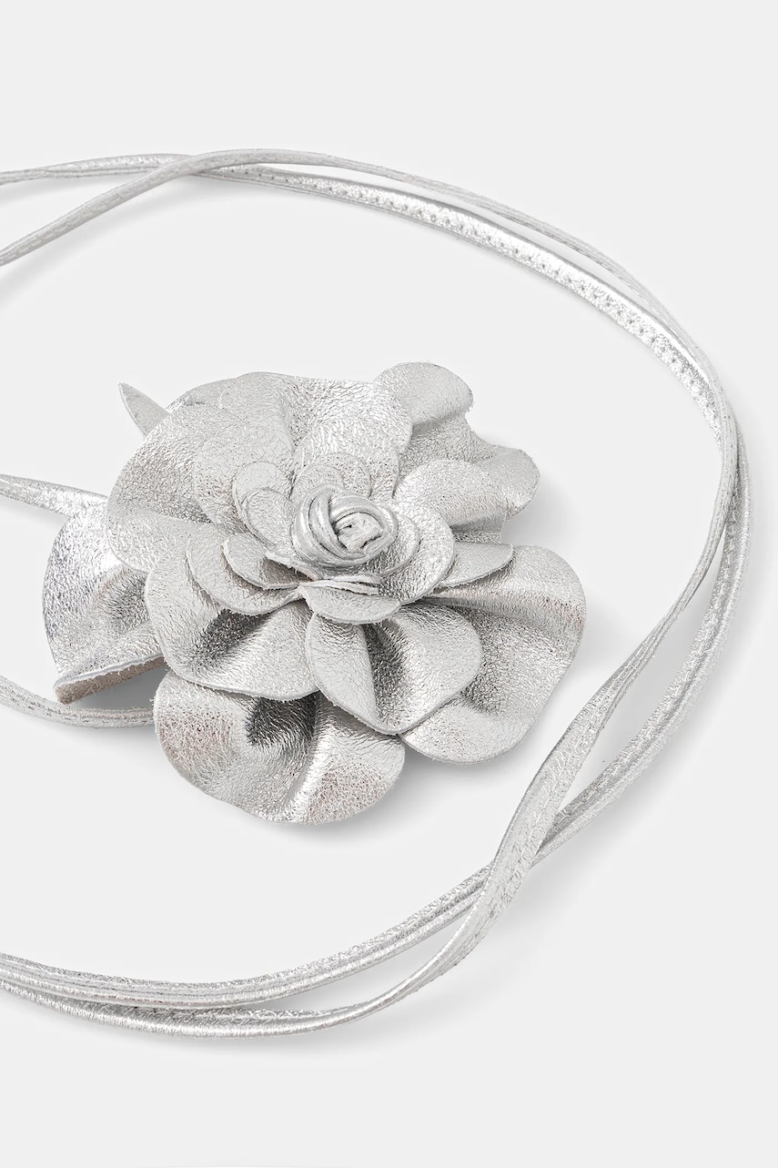 Answear Lab curea de piele culoarea argintiu