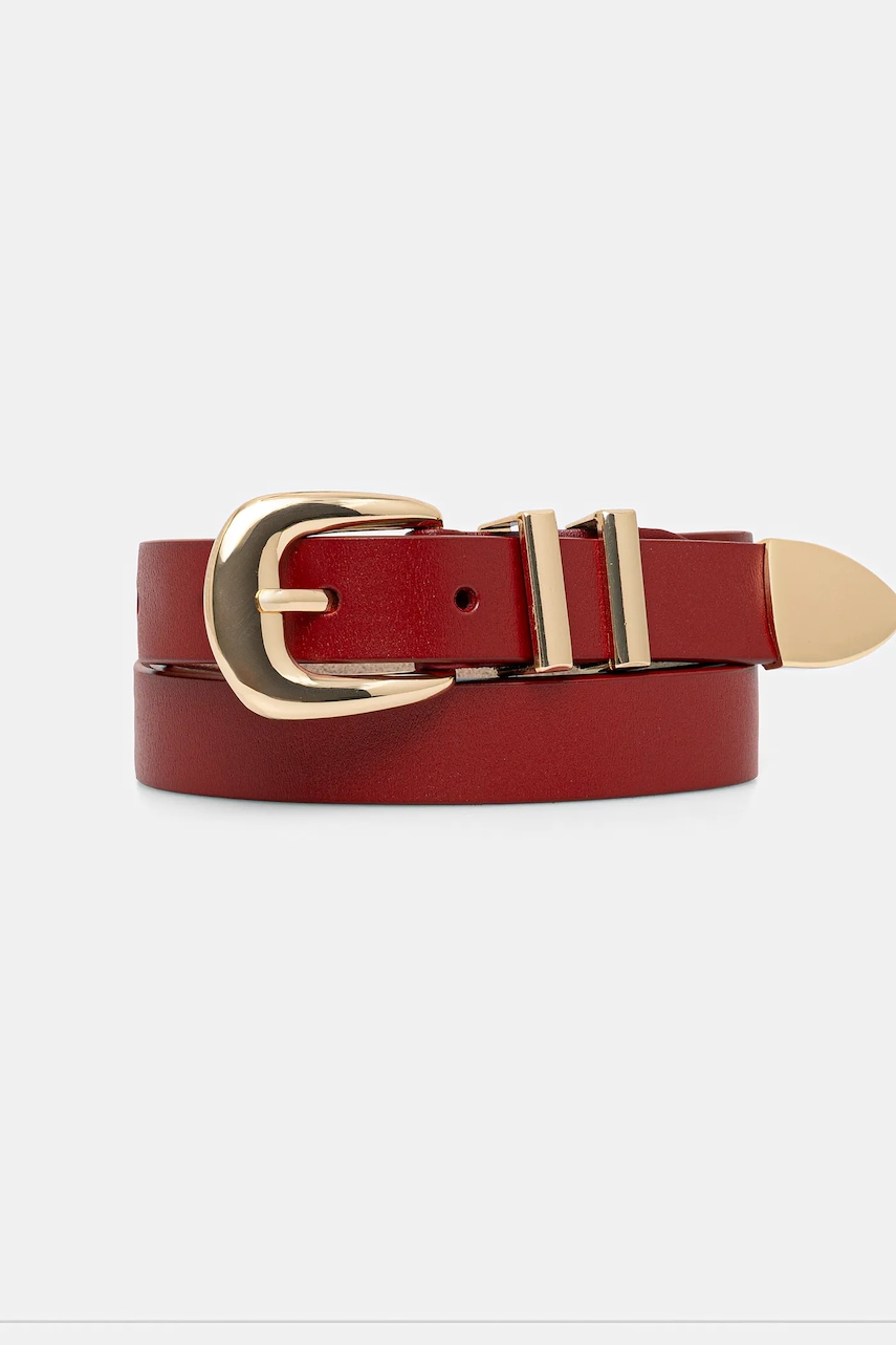 Answear Lab curea de piele culoarea bordo