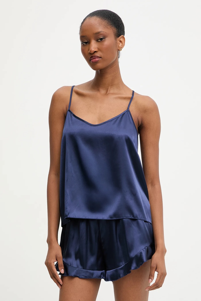 Answear.LAB pijama culoarea albastru marin, satin