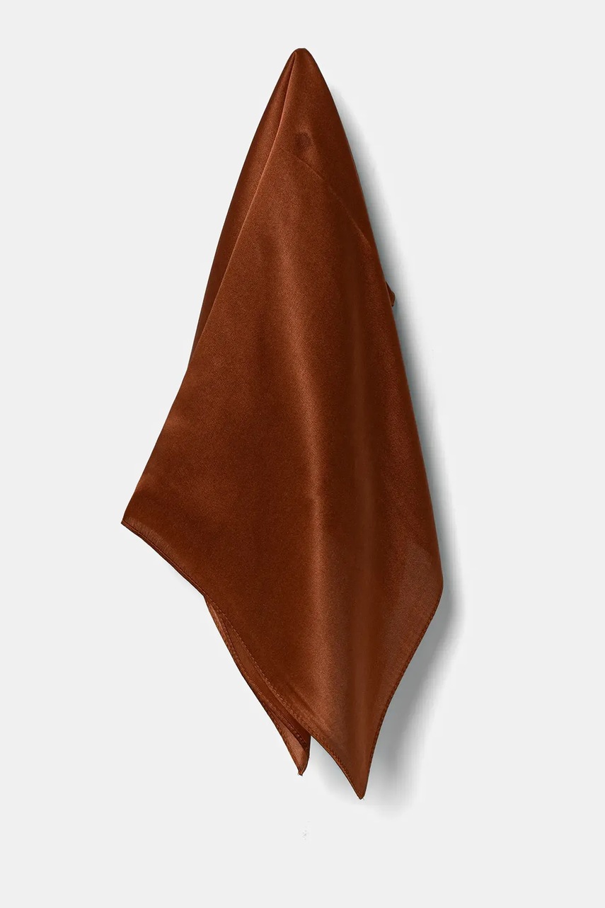 Шелковый платок на шею Answear.LAB цвет коричневый однотонная