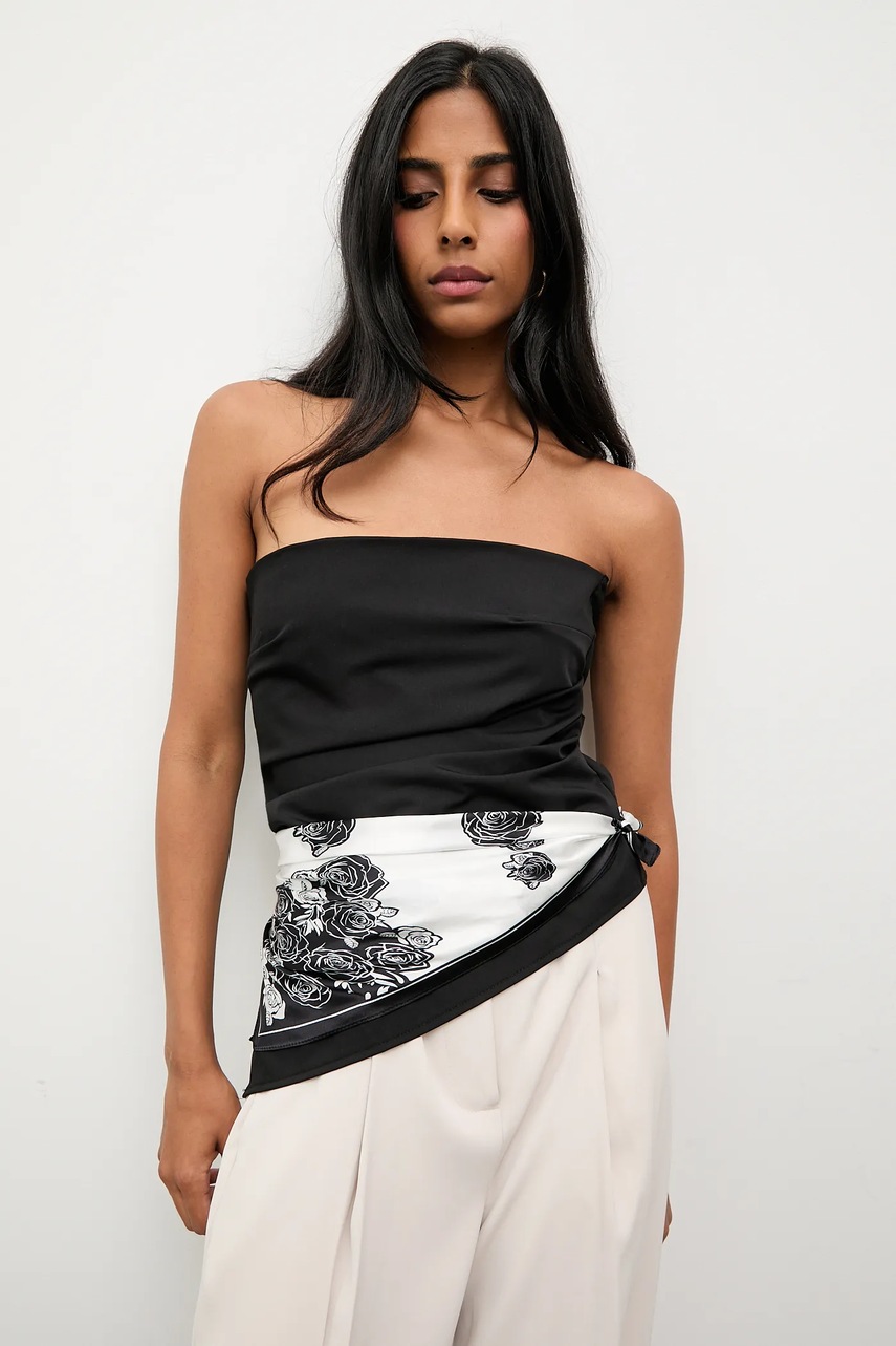 Answear.LAB esarfa de matase culoarea alb, modelator