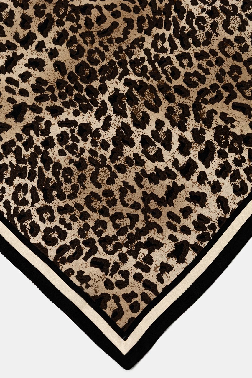 Шелковый платок на шею Answear.LAB цвет коричневый узор