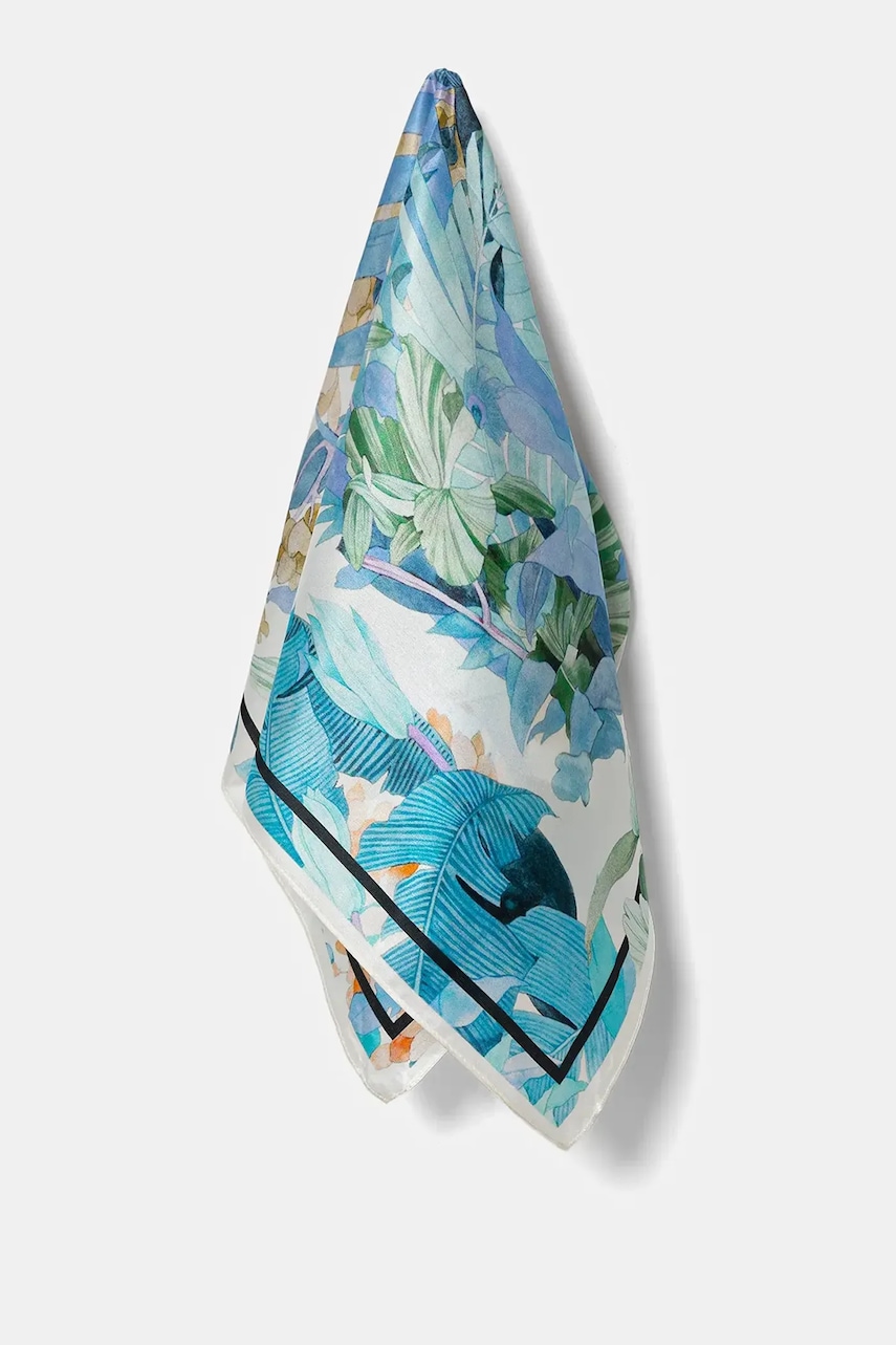 Answear.LAB apaszka jedwabna damska kolor niebieski wzorzysta