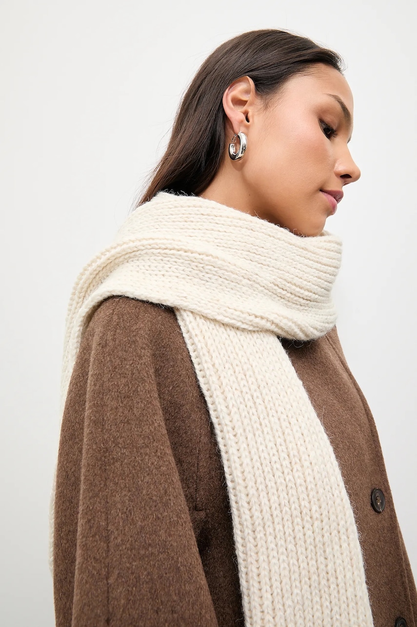 Answear.LAB esarfa de lana culoarea bej, neted
