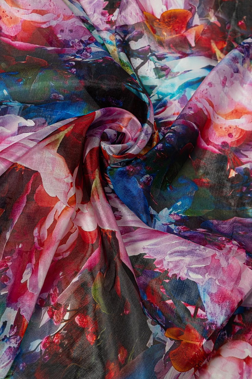 Шелковая шаль Answear.LAB цвет розовый узор