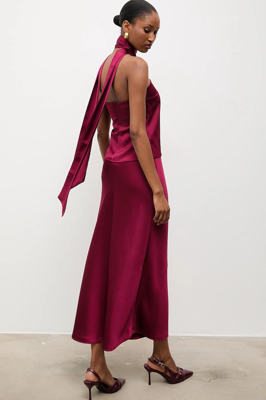 Answear.LAB top și fustă culoarea bordo