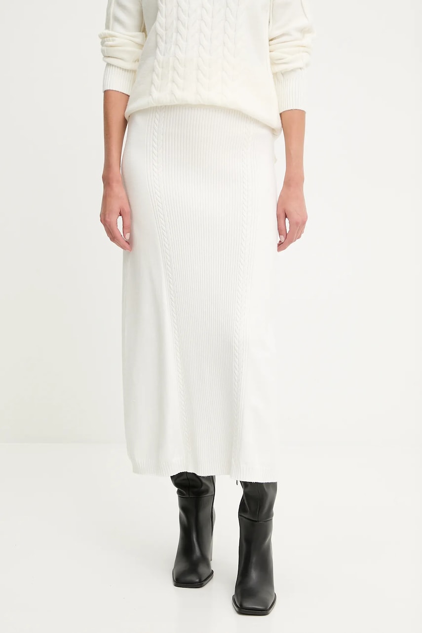 Answear.LAB fusta de casmir culoarea bej, midi, evazati