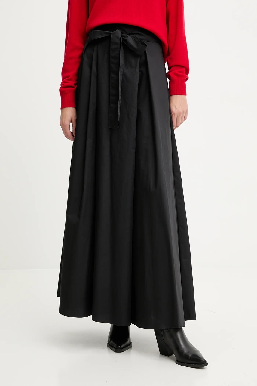 Хлопковая юбка Answear.LAB цвет чёрный maxi расклешённая