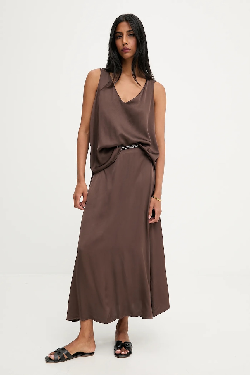 Answear.LAB fusta culoarea maro, midi, evazati