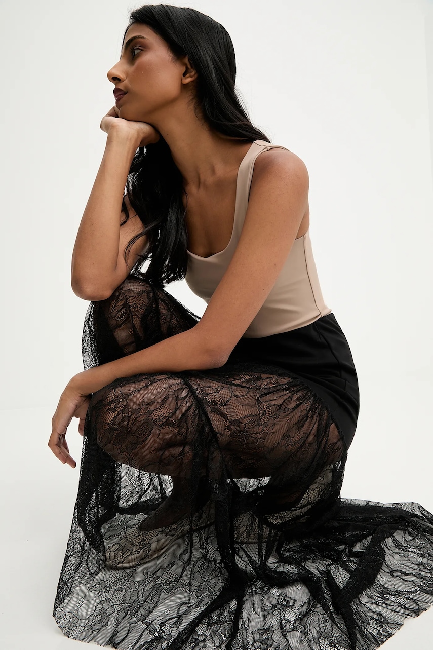 Answear.LAB fusta culoarea negru, maxi, evazati
