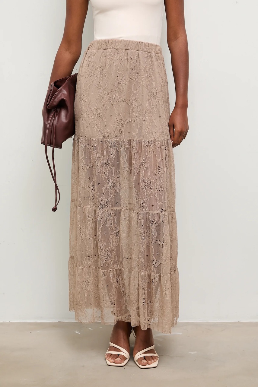 Юбка Answear.LAB цвет коричневый maxi расклешённая