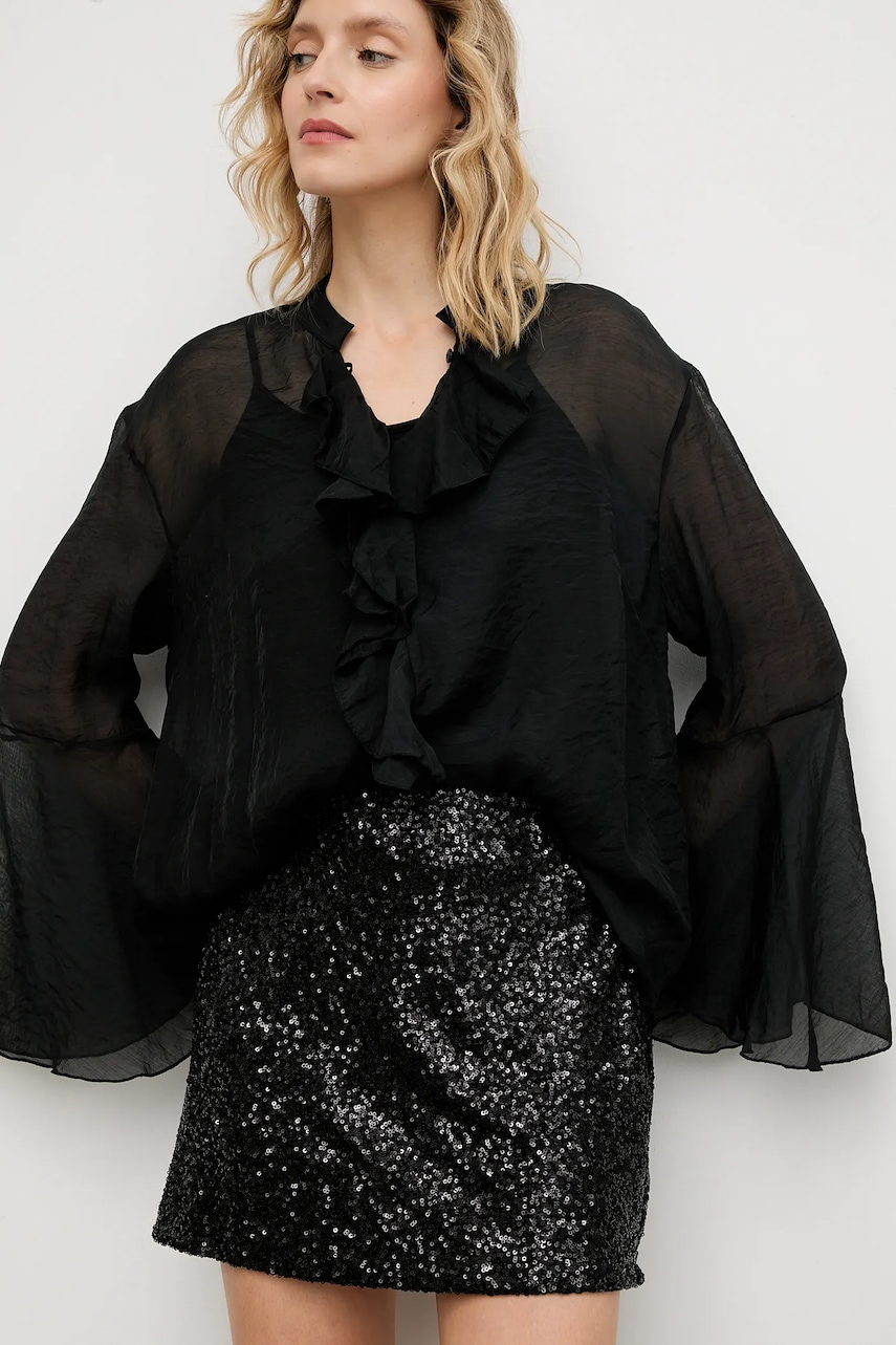 Answear.LAB fusta culoarea negru, mini, evazati