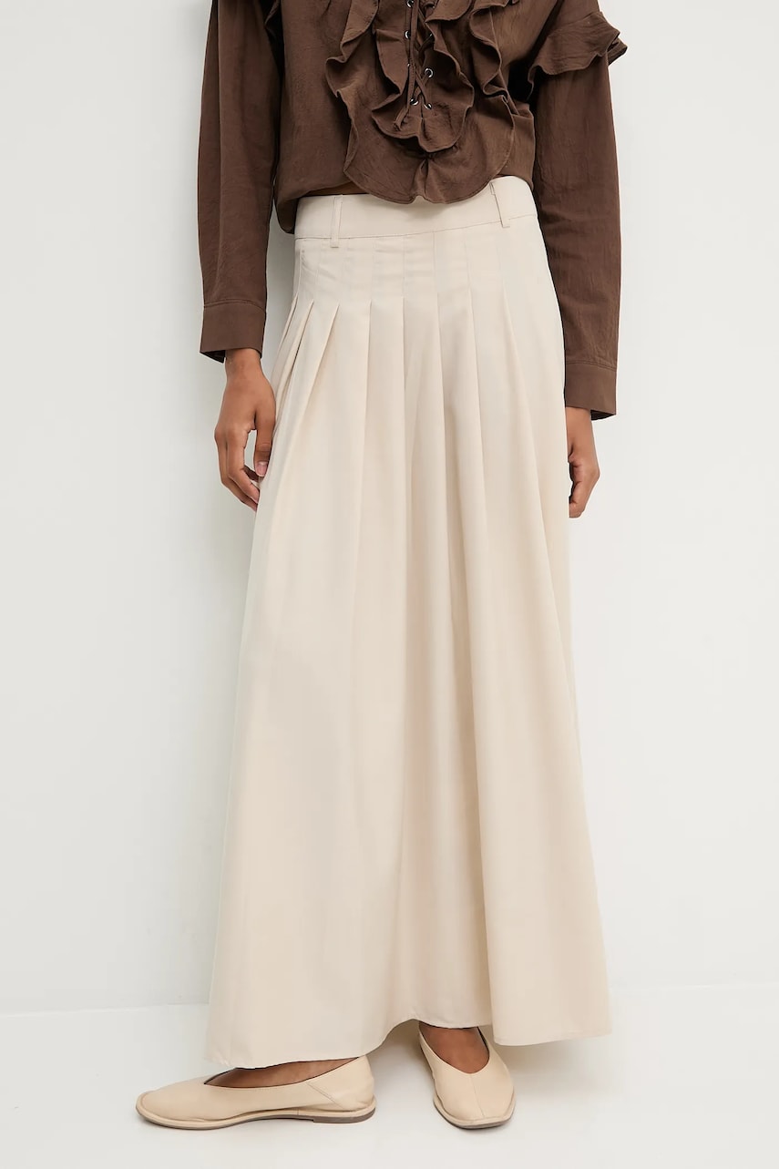 Answear.LAB fusta culoarea bej, maxi, evazati