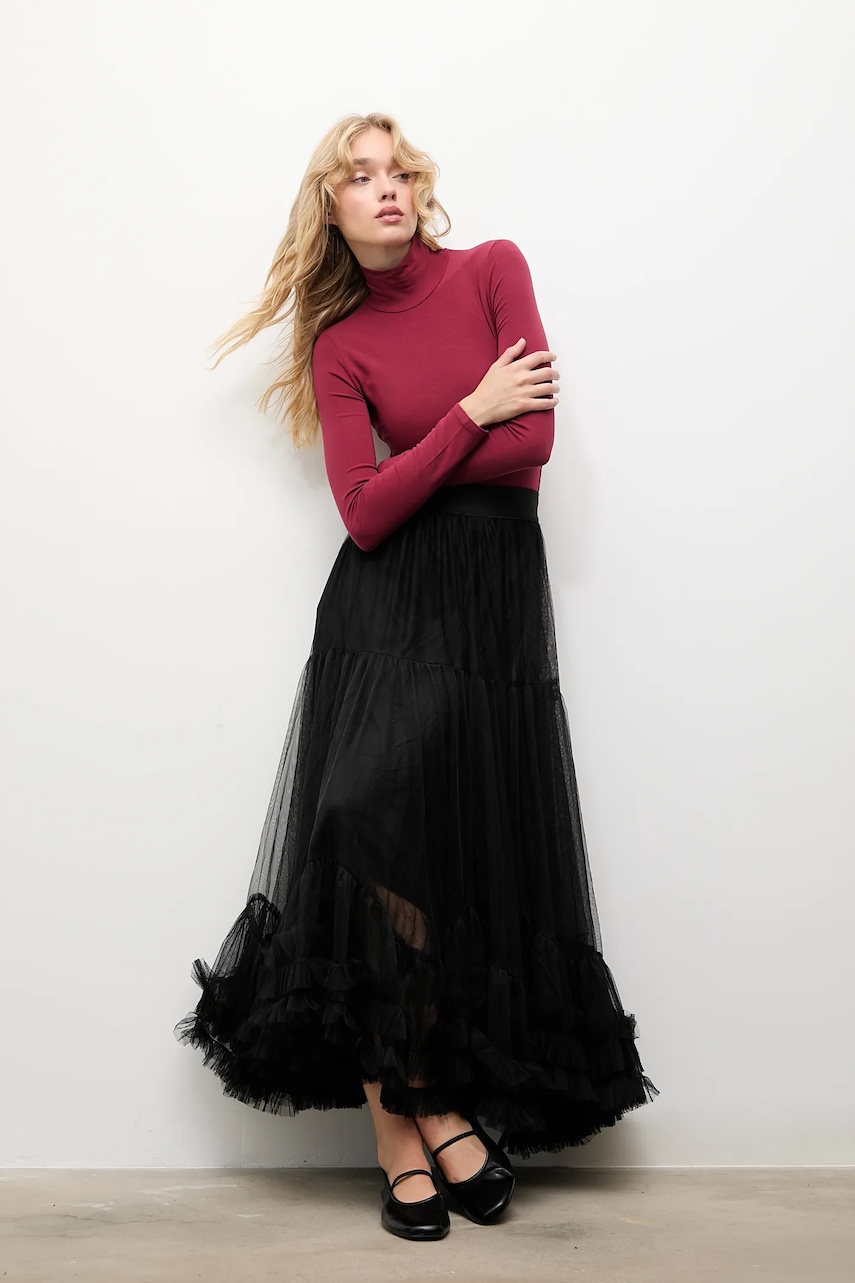 Answear.LAB fusta culoarea negru, maxi, evazati