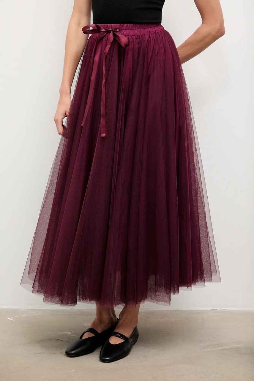 Юбка Answear.LAB цвет бордовый maxi расклешённая