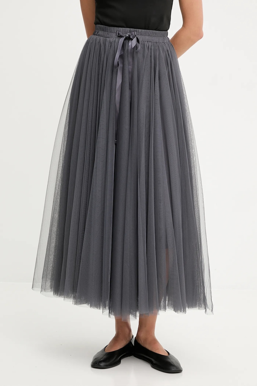 Answear.LAB fusta culoarea gri, maxi, evazati