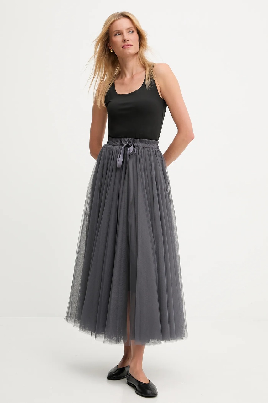 Юбка Answear.LAB цвет серый maxi расклешённая