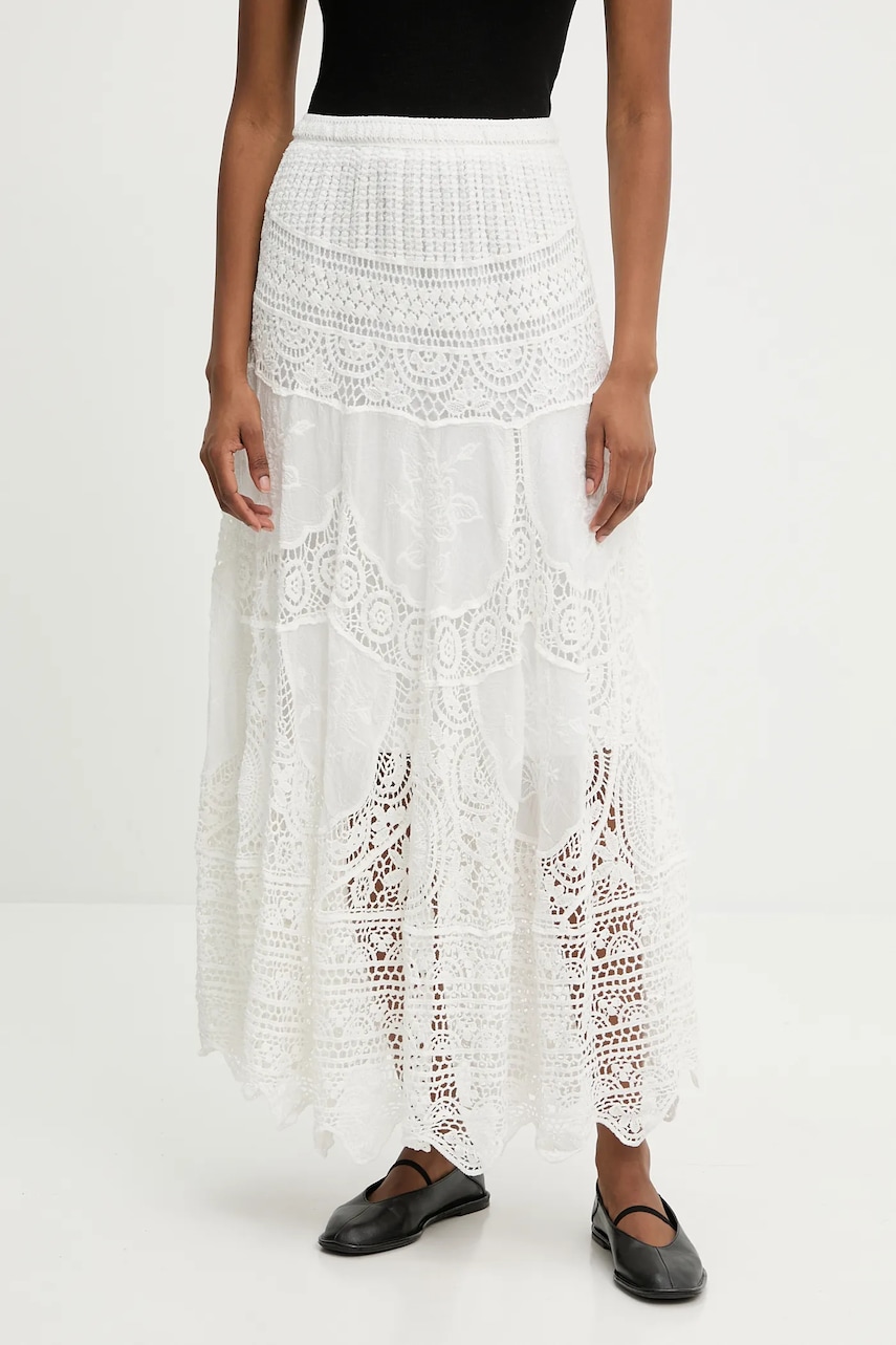 Answear.LAB fusta culoarea alb, maxi, evazati