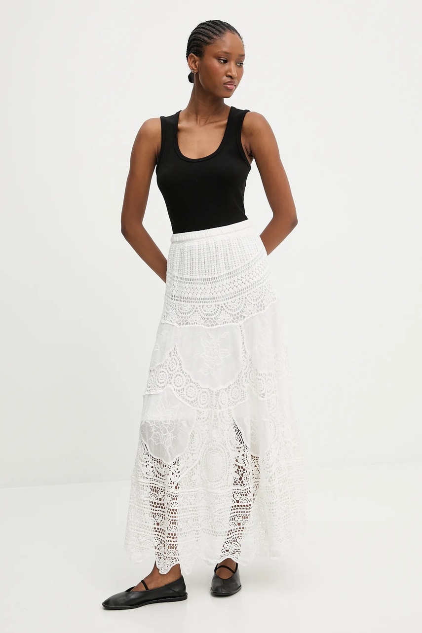 Юбка Answear.LAB цвет белый maxi расклешённая