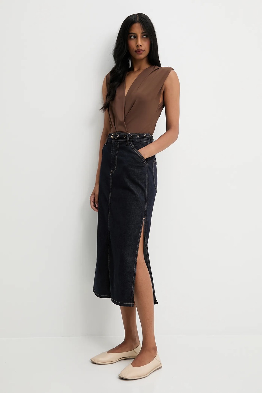 Джинсовая юбка Answear.LAB цвет синий midi карандаш