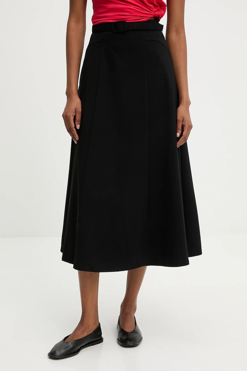 Answear.LAB fusta culoarea negru, midi, evazati