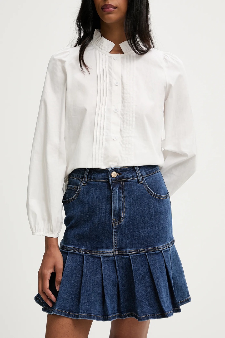 Answear.LAB fusta jeans culoarea albastru marin, mini, evazati