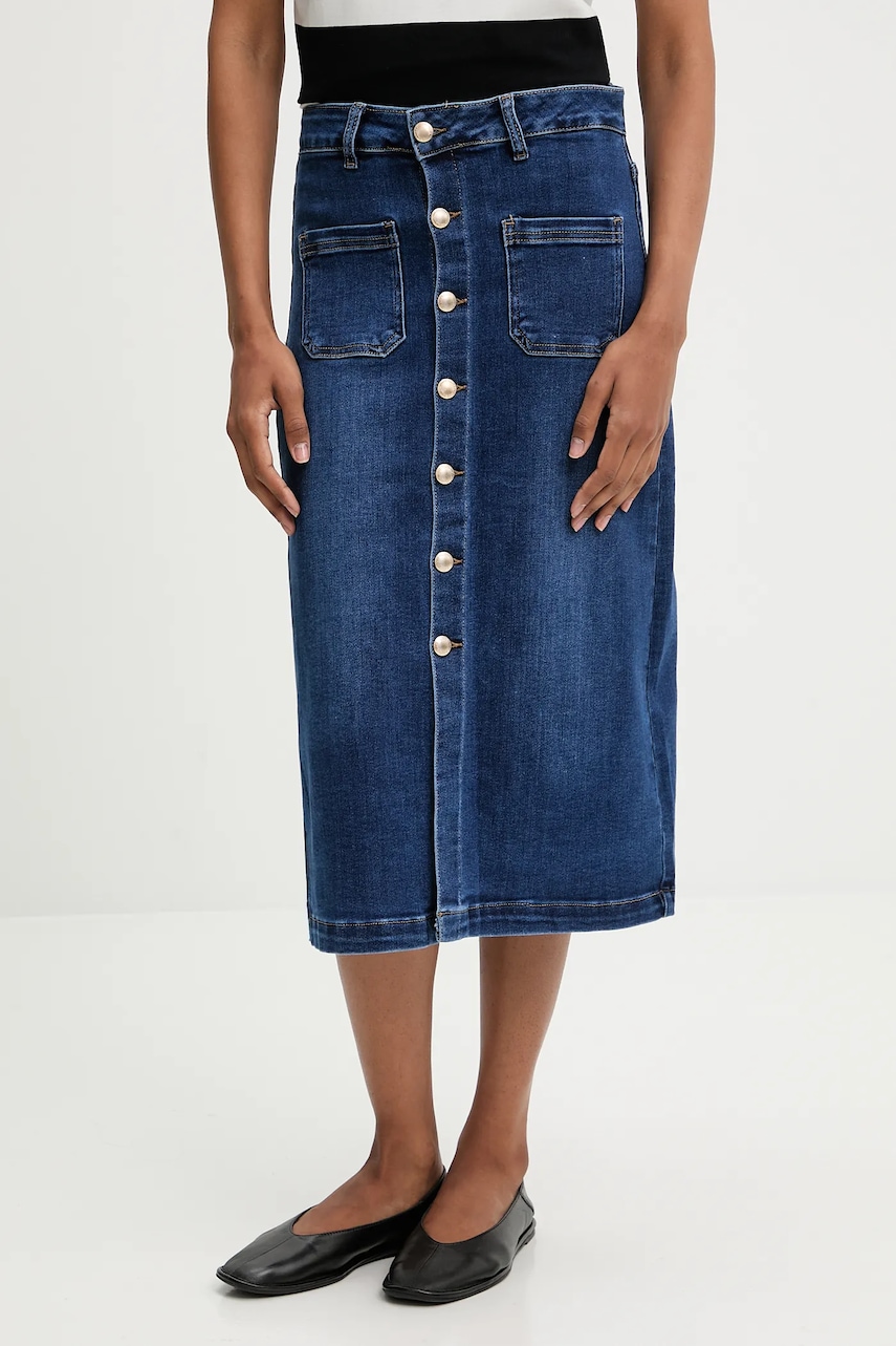 Answear.LAB fusta jeans culoarea albastru marin, mini, drept