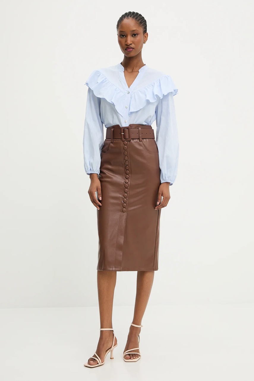 Юбка Answear.LAB цвет коричневый midi карандаш