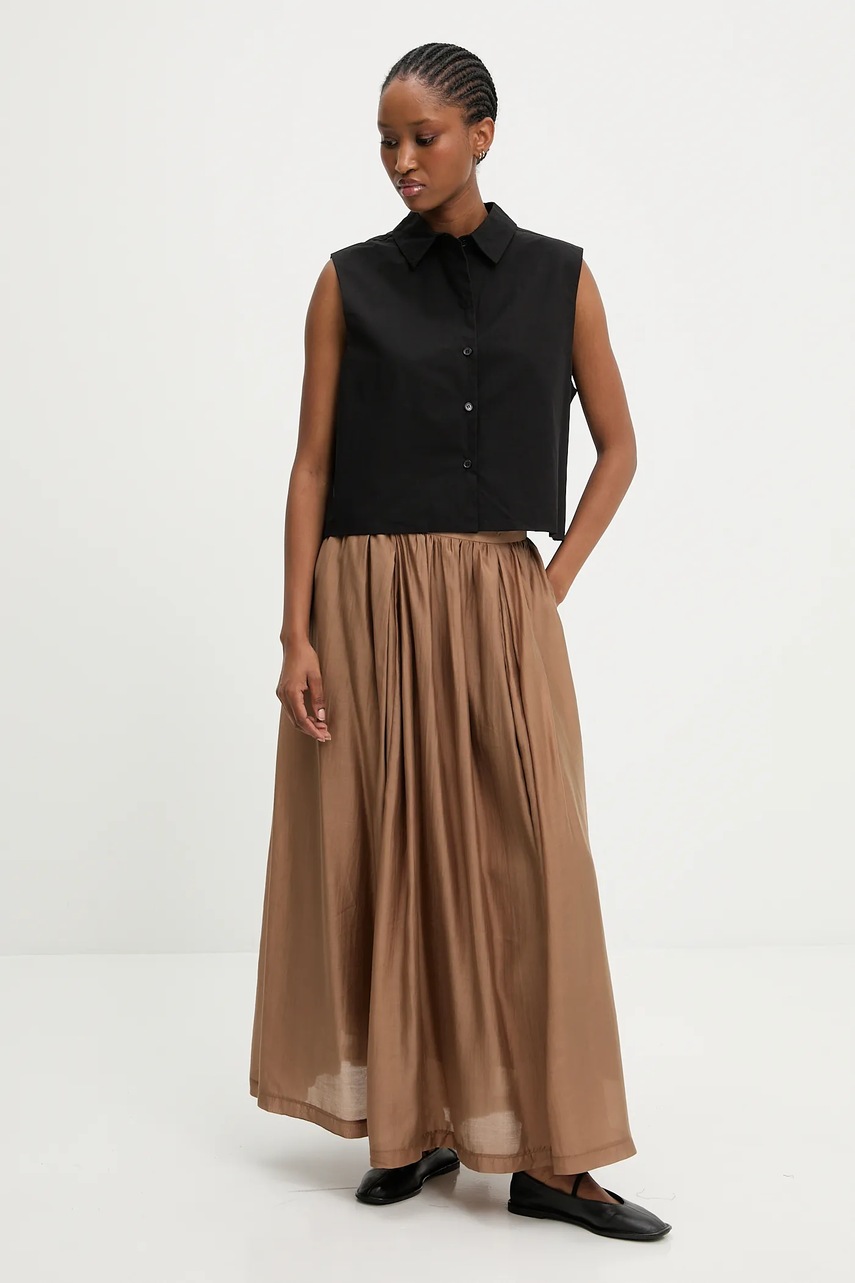 Юбка Answear.LAB цвет бежевый maxi расклешённая