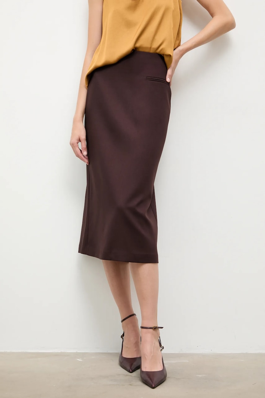 Answear.LAB fusta culoarea bordo, midi, creion