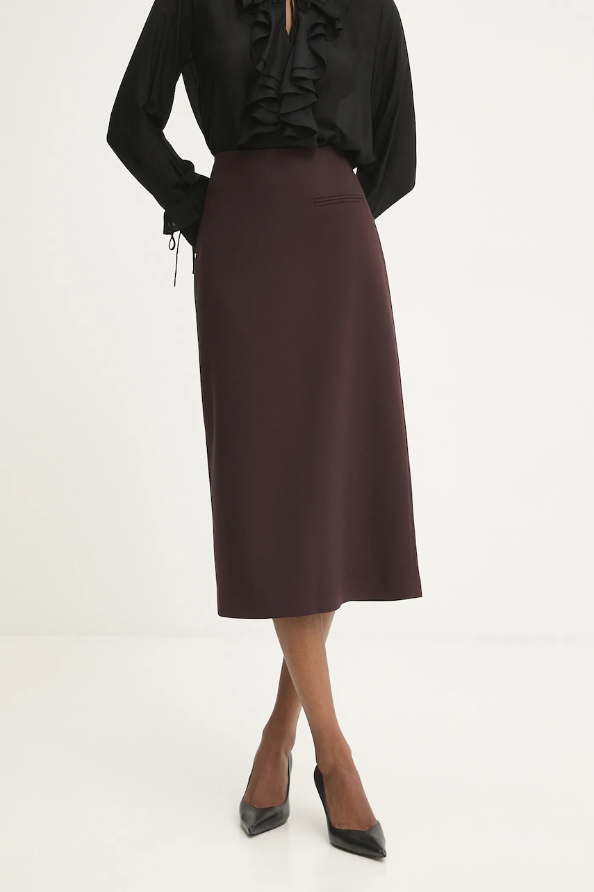 Answear.LAB fusta culoarea bordo, midi, creion