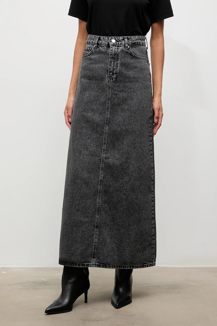 Answear.LAB fusta jeans culoarea negru, mini, evazati