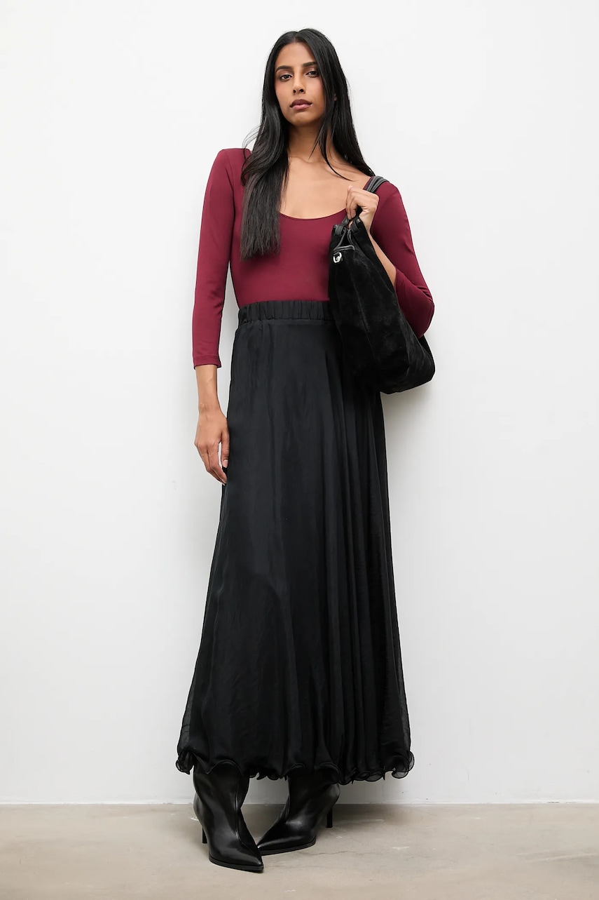 Answear.LAB fusta culoarea negru, maxi, evazati