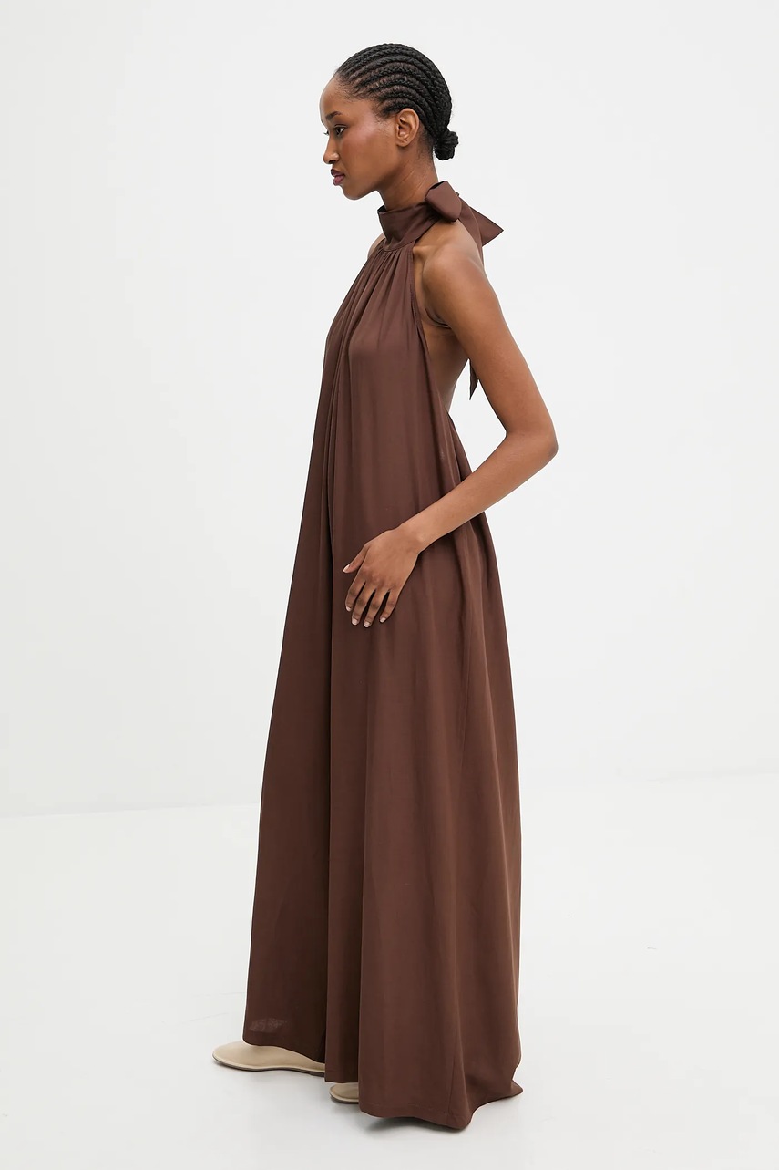 Answear.LAB salopeta culoarea maro, cu decolteu legat