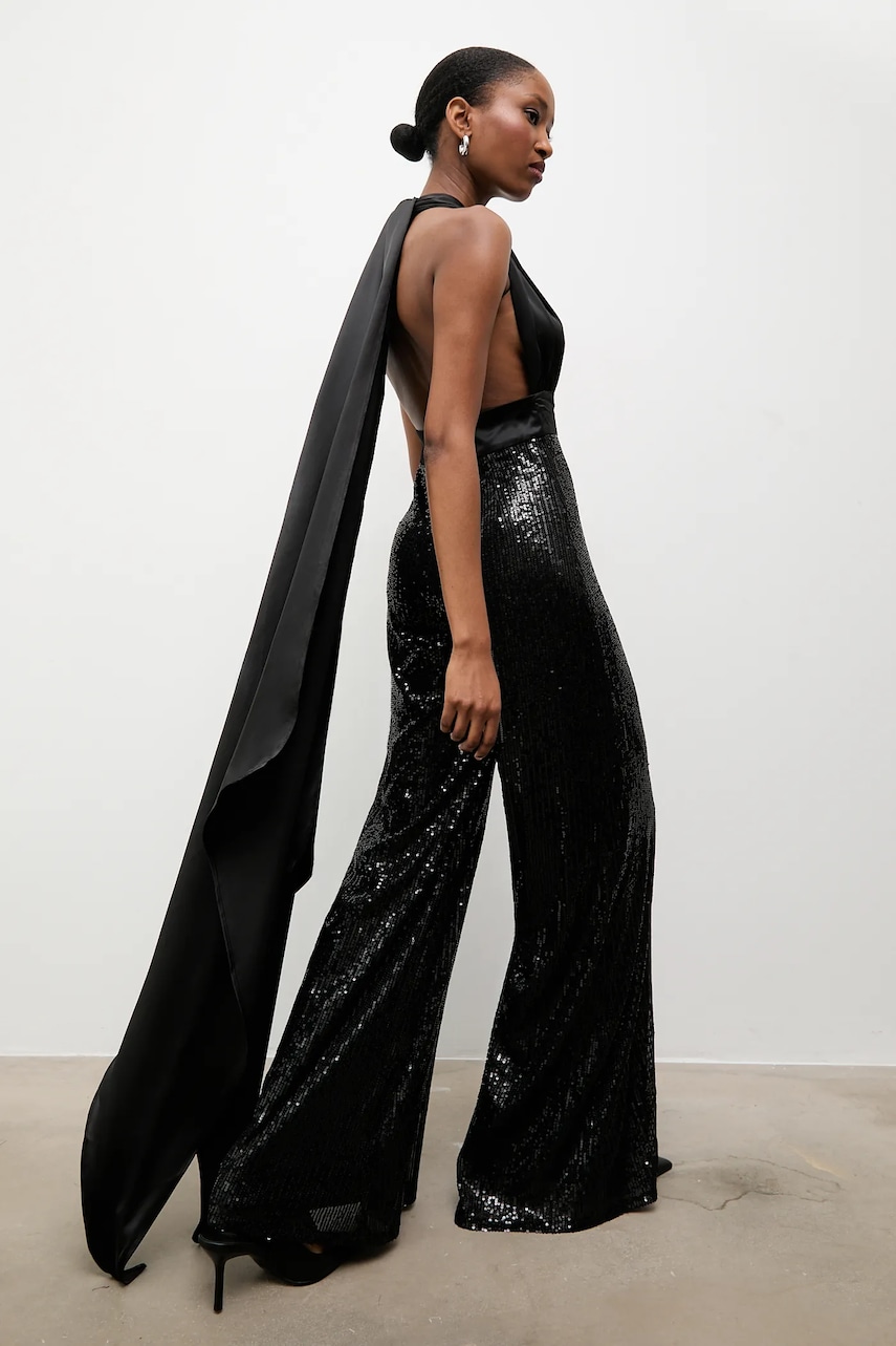 Answear.LAB salopeta culoarea negru, cu decolteu in v