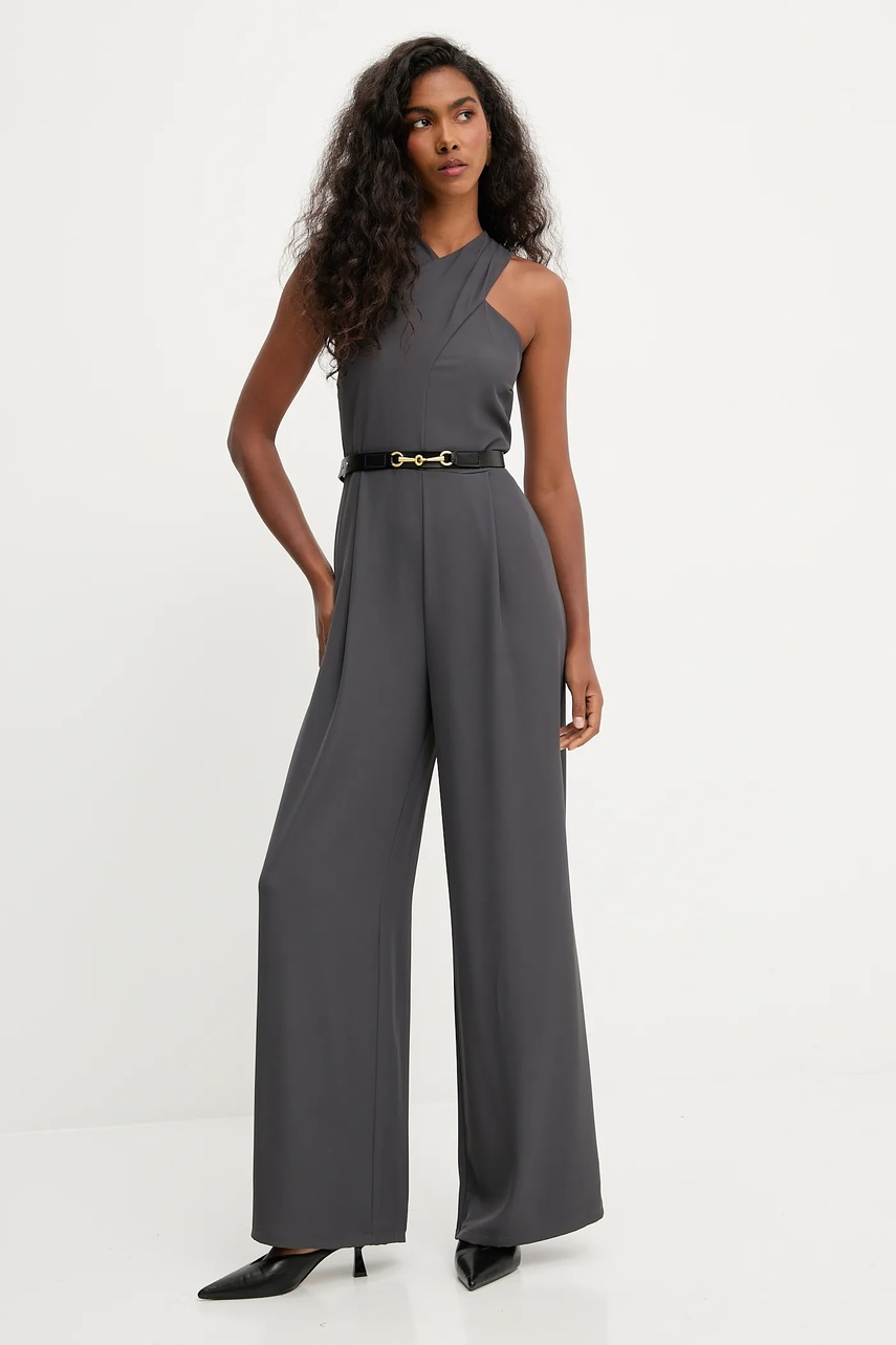 Комбинезон Answear.LAB цвет серый острое декольте