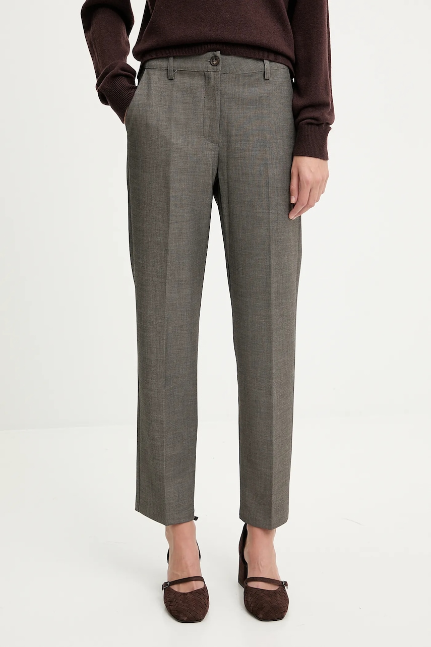 Answear.LAB pantaloni culoarea verde, drept, high waist