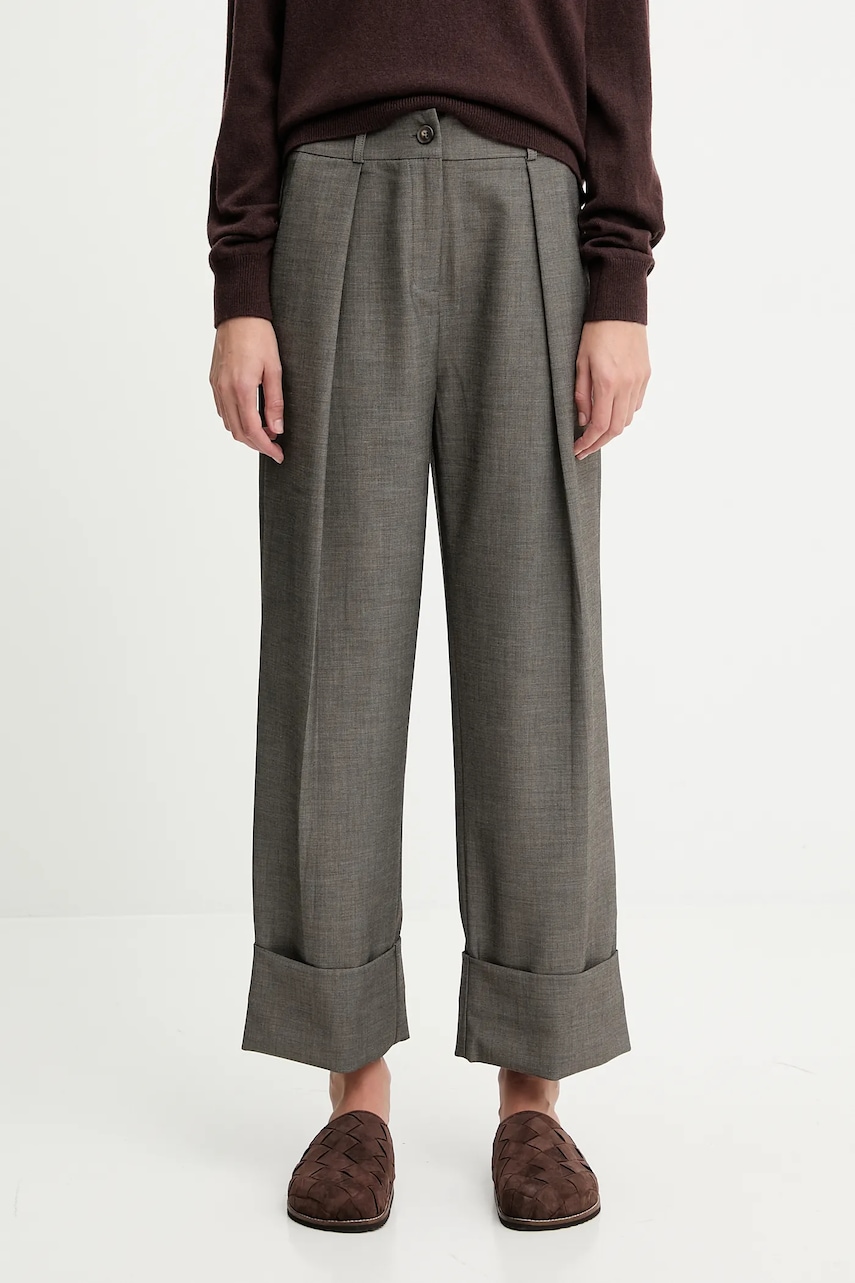 Answear.LAB pantaloni culoarea verde, drept, high waist