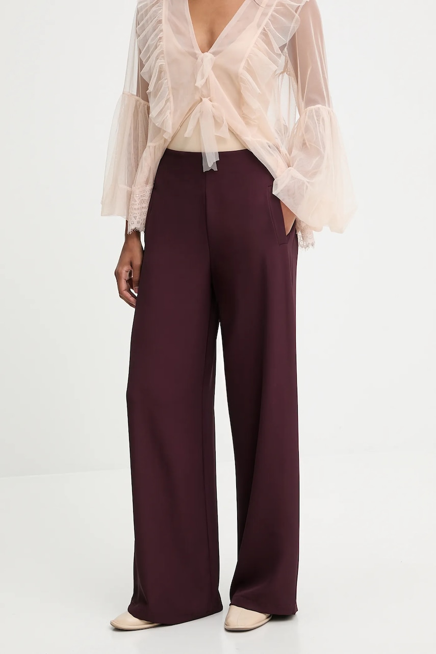 Answear.LAB pantaloni culoarea bordo, lat, high waist