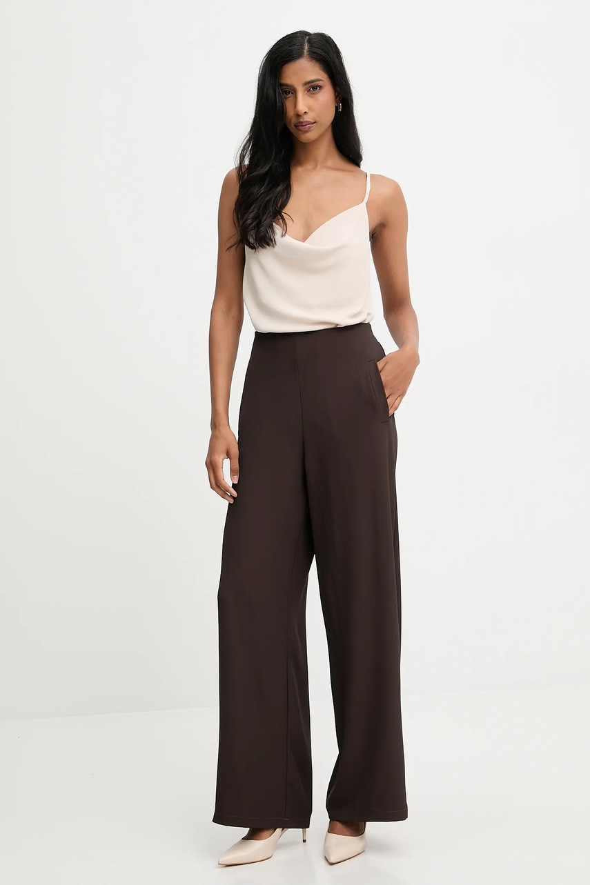 Брюки Answear.LAB цвет коричневый широкие высокая посадка