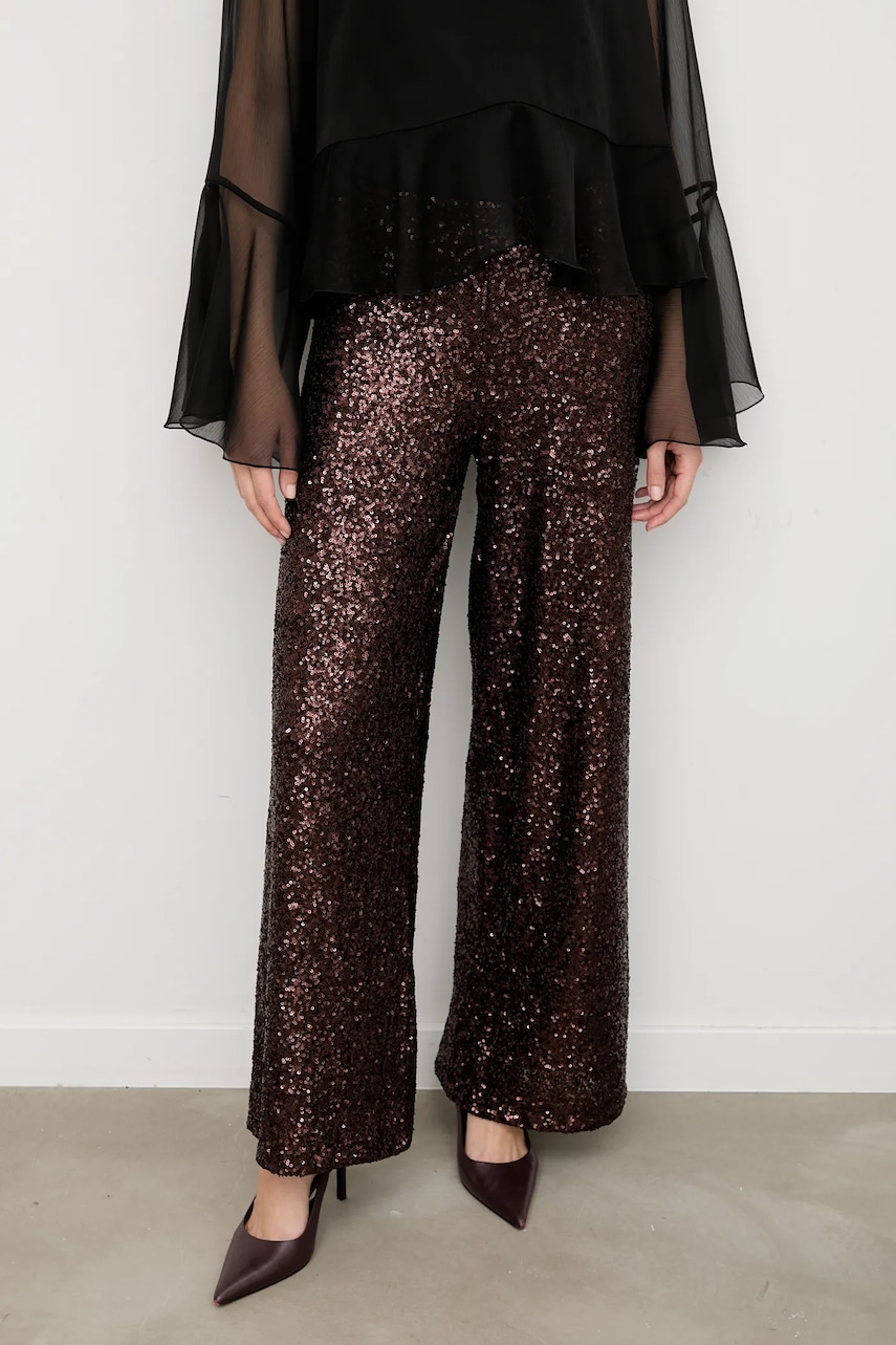Answear.LAB pantaloni culoarea maro, lat, high waist