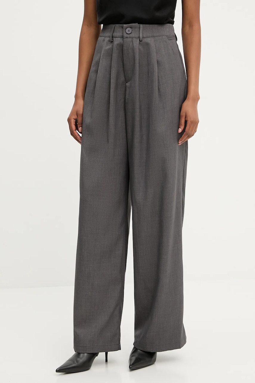 Answear.LAB pantaloni culoarea gri, lat, high waist