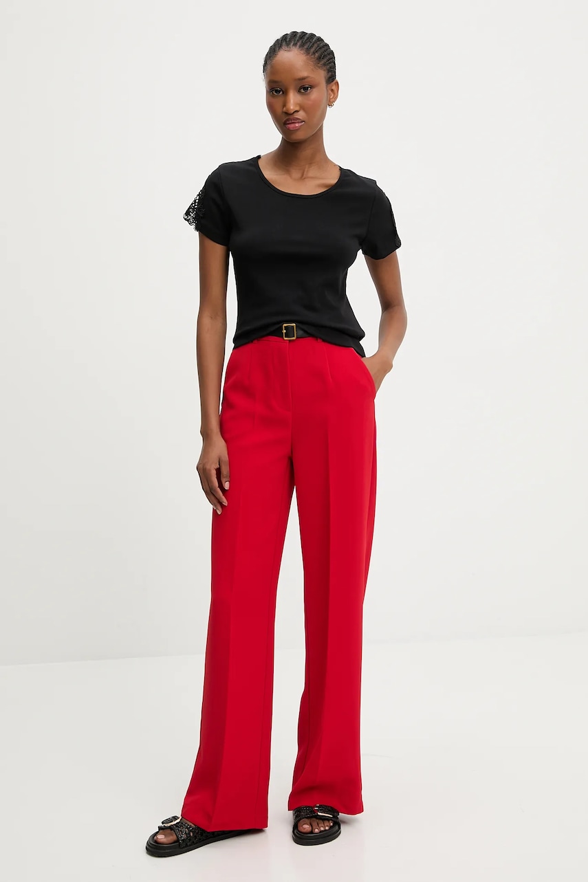 Брюки Answear.LAB цвет красный широкие высокая посадка