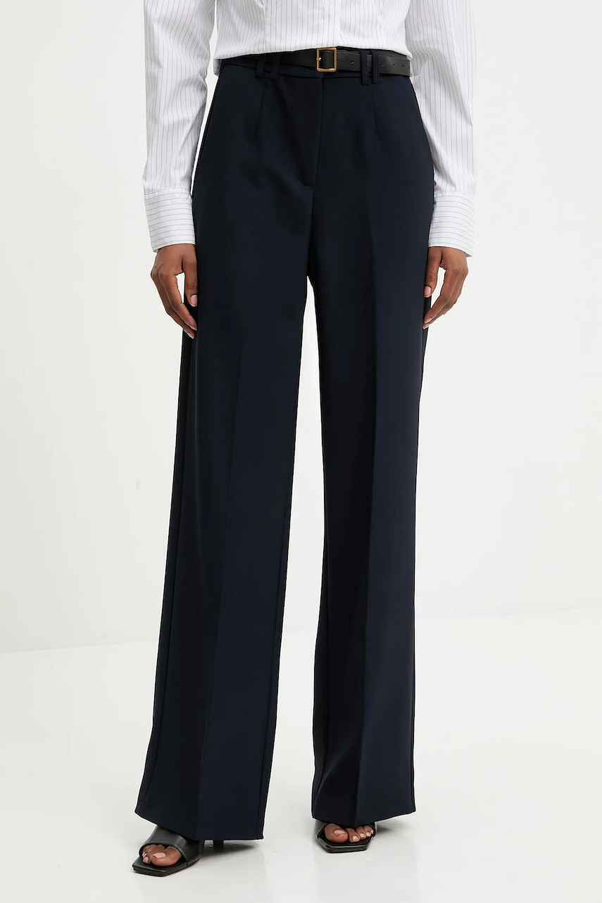 Answear.LAB pantaloni culoarea albastru marin, lat, high waist