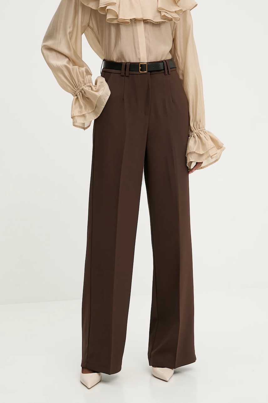 Answear.LAB pantaloni culoarea maro, lat, high waist