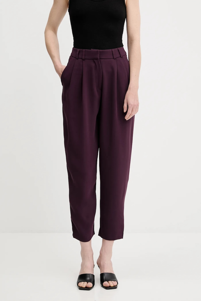 Answear Lab pantaloni culoarea violet, fason chinos, high waist