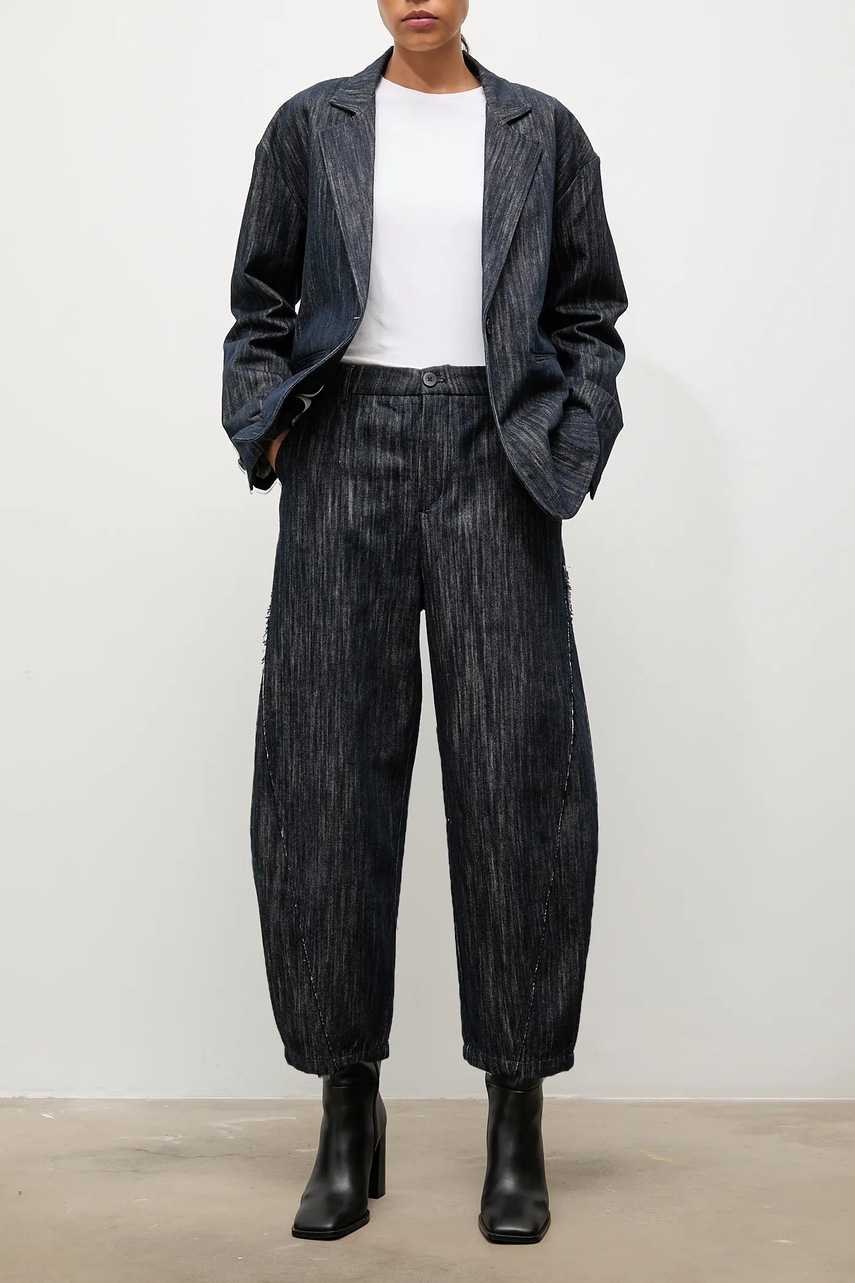 Брюки Answear.LAB цвет синий широкие высокая посадка