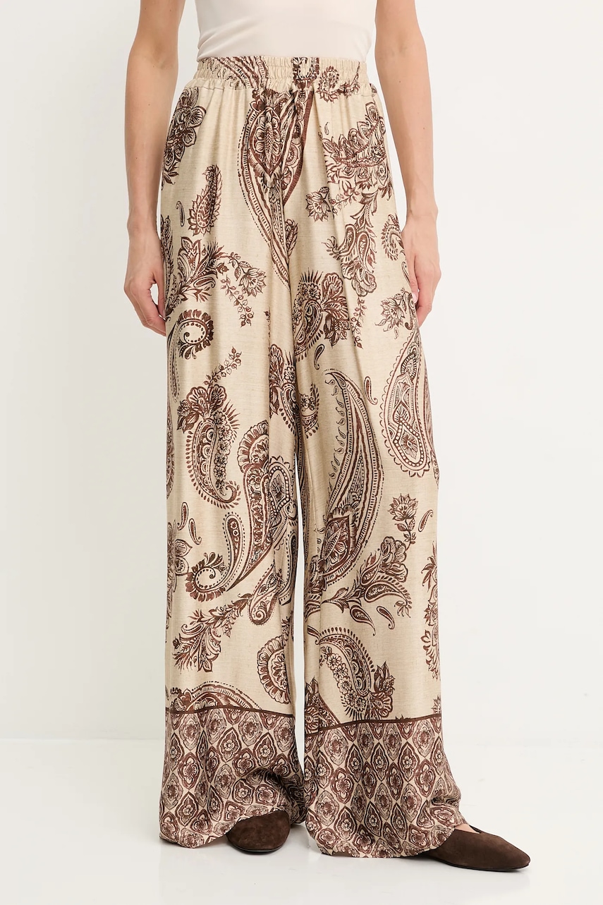 Levně Kalhoty Answear.LAB dámské, hnědá barva, high waist