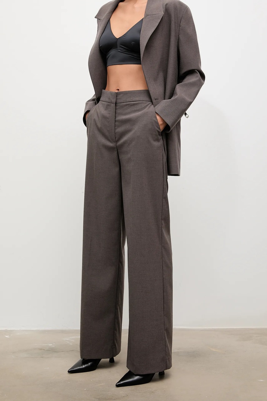 Answear.LAB pantaloni culoarea maro, lat, high waist